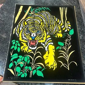 1980s Western Graphics Blacklight Poster 16x20 Tiger 7113 Vintage Velvet Fuzzy